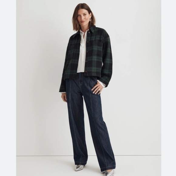 NWT Madewell Flannel Boxy Shirt-Jacket in Green Plaid Sz XS - Picture 2 of 11